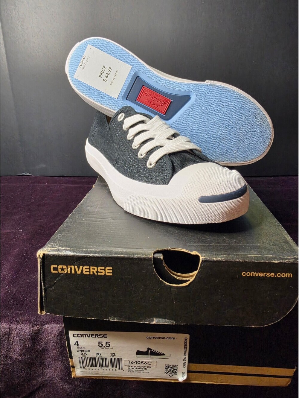 Converse Jack Purcell Black Canvas Sneakers Size 4 Men / 5.5 Women